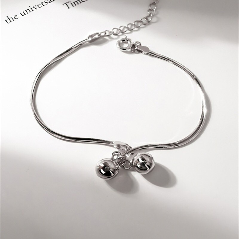 Vòng tay dây xích xương rắn đính chuông thiết kế đơn giản thời trang Hàn Quốc F170