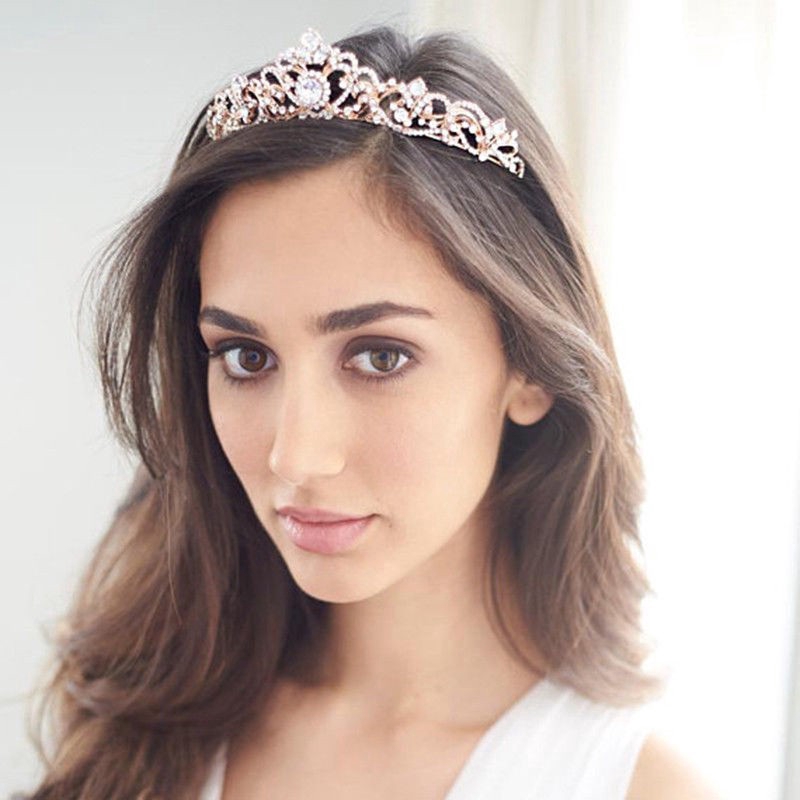 Vương Miện Công Chúa Đính Pha Lê Mạ Vàng / Bạc / Vàng Hồng