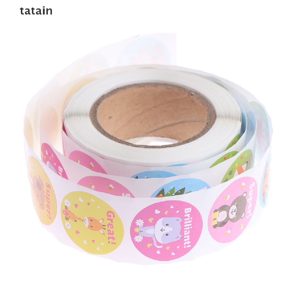 Cuộn 500 miếng dán phần thưởng hình động vật hoạt hình cho học sinh CVX
