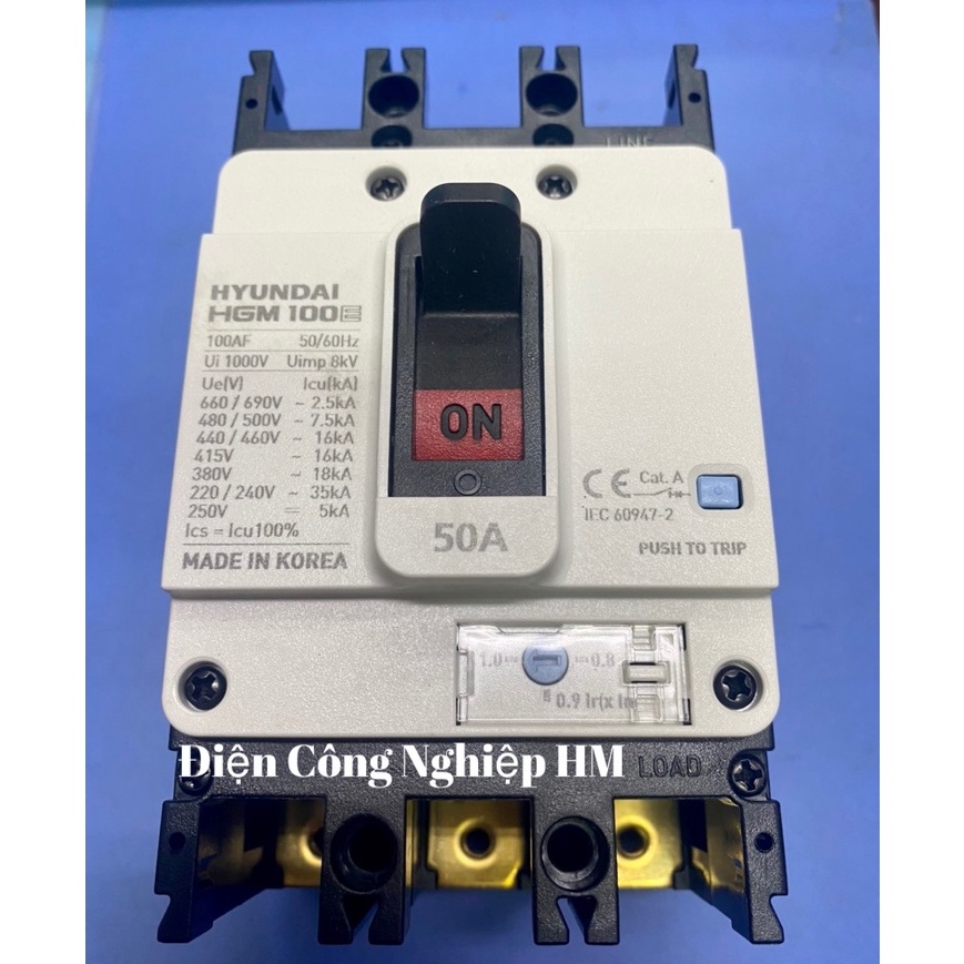 Aptomat MCCB 3 Pha HGM100E-F Hyundai dòng 32A~50A - Chính Hãng, Át Tô Mát Khối Cầu Dao Điện 3P