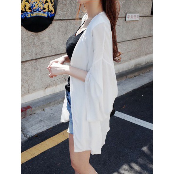 Áo khoác chiffon chống nắng màu trơn thời trang nữ tính | BigBuy360 - bigbuy360.vn