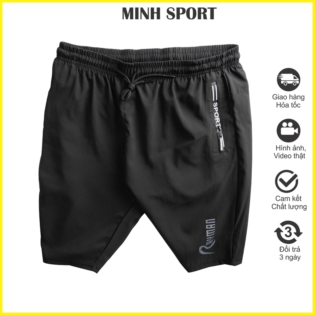Quần Short Đùi Thể Thao Nam Vải Dù Mềm Co Giãn Nhẹ, Thấm Hút Mồ Hôi Tốt mã QUAN.19