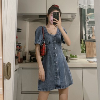 Đầm Jean Ngắn Tay Thời Trang Nữ Tính