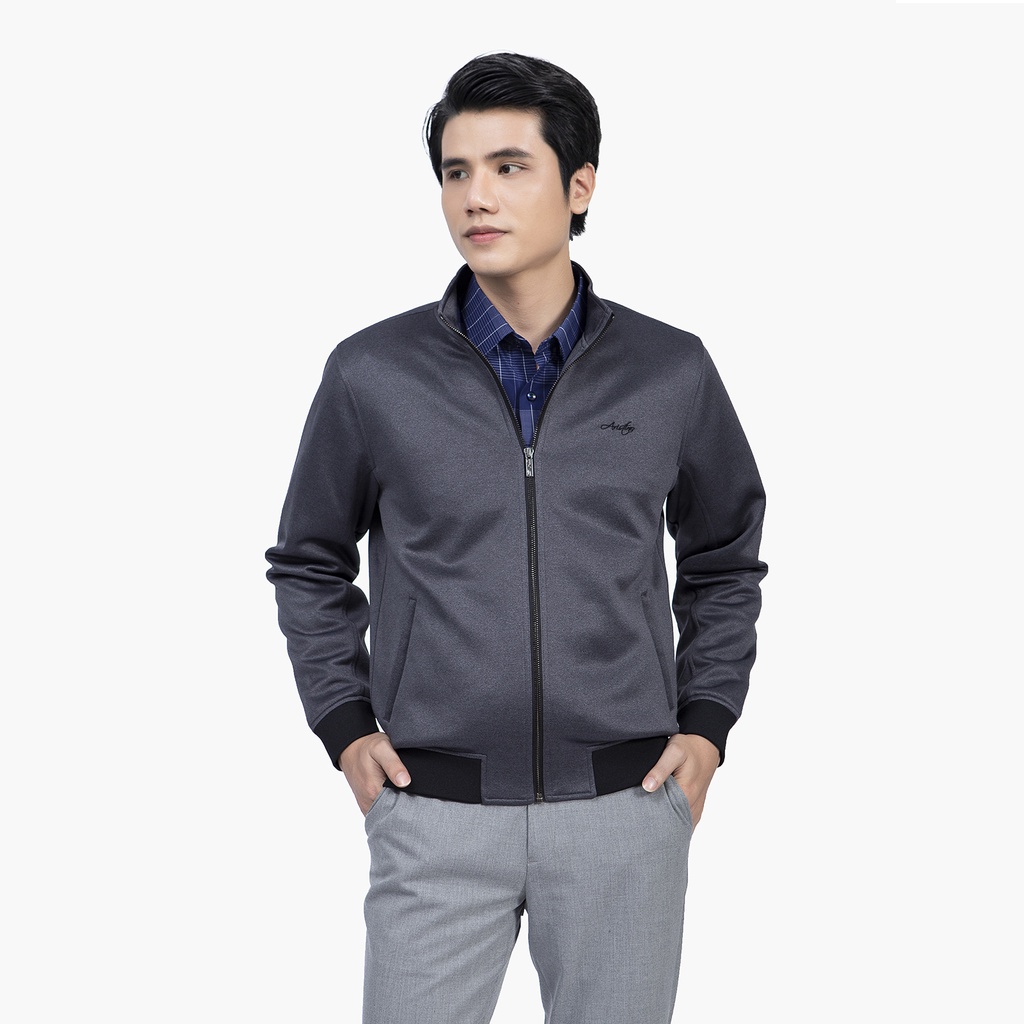 Áo khoác nam  2 lớp Aristino bo tay bo gấu cổ dựng nam tính  AJK023W1
