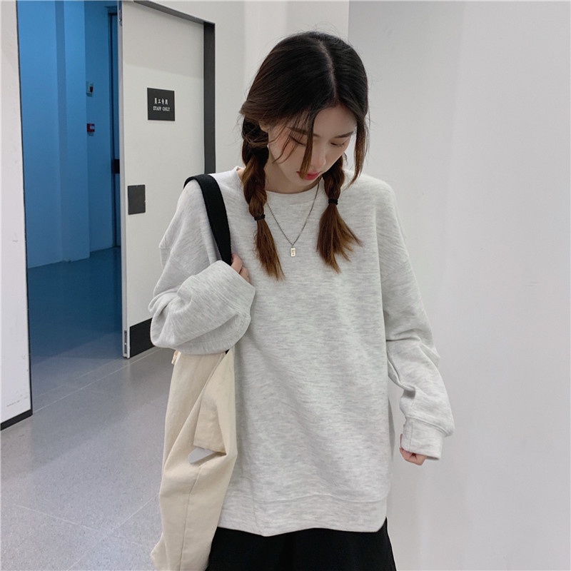 Xiaozhainv Áo Sweater Tay Dài Màu Trơn Phong Cách Hàn Quốc Năng Động Cho Nữ | BigBuy360 - bigbuy360.vn