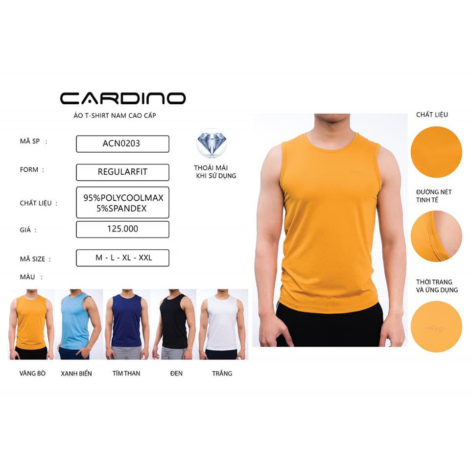 Áo T-shirt nam cao cấp Cardino, áo sát nách thể thao cao cap Cardino ACN0203 - Hàng Việt Nam chất lượng cao