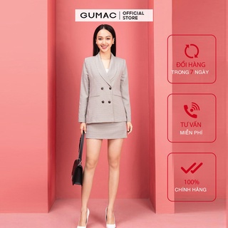 Chân váy nữ dáng chữ A basic GUMAC họa tiết caro, đủ size VA10219