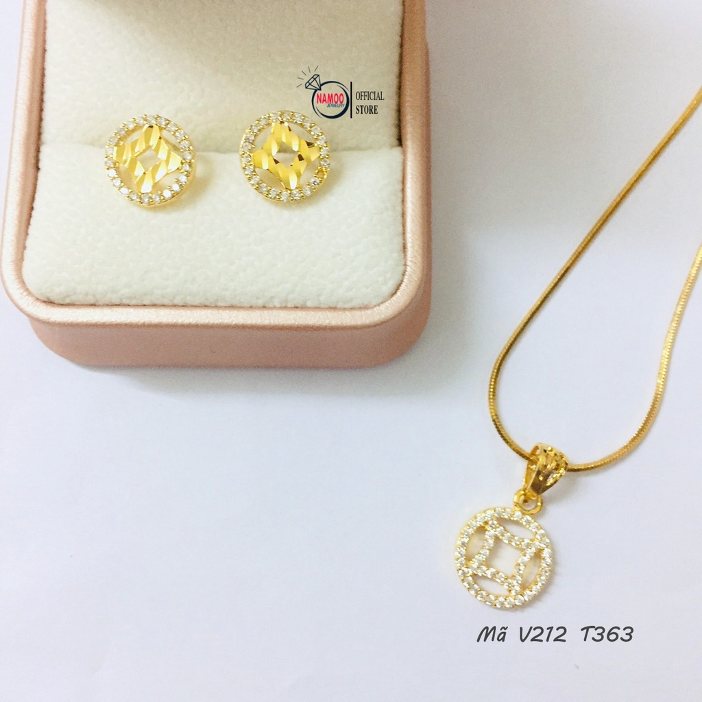Set bông Tai Và Dây CHuyền Nữ V212 T363 Đính Đá Nữ