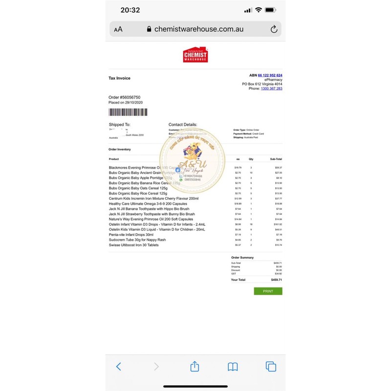 Bột ăn dặm BUBS ORGANIC ÚC ( KO cần nấu. Hsd 30 ngày sau khi mở gói)