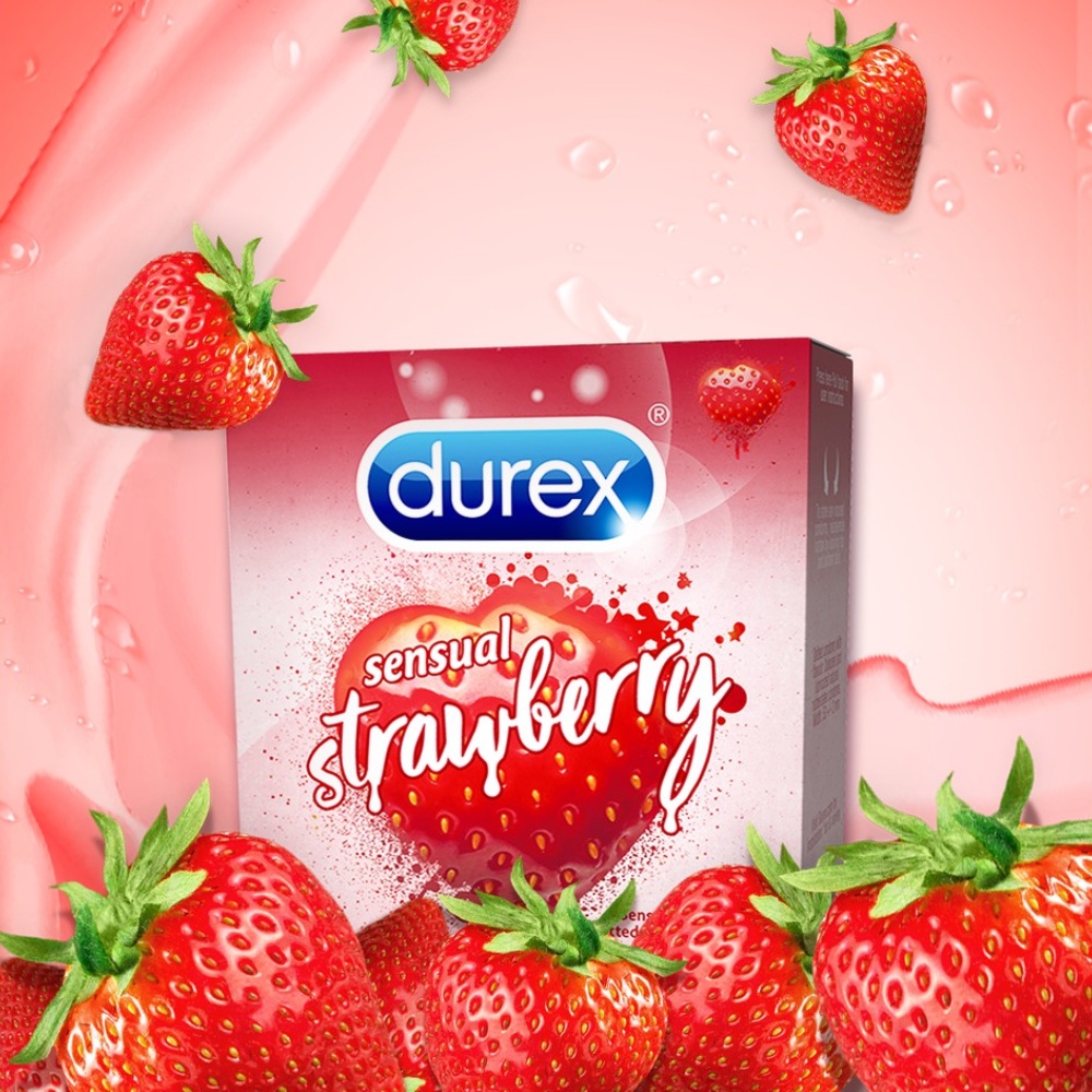 Bộ 3 Bao cao su Durex Sensual Strawberry (3 bao/hộp)