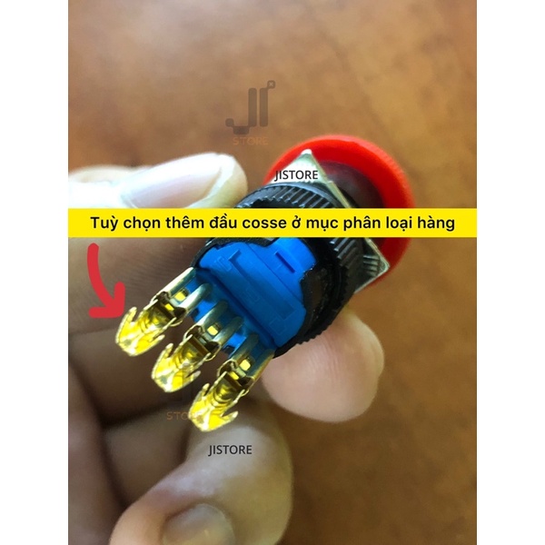 Nút nhấn/ công tắc khẩn cấp resset Ø16 LA160-16 250V 5A, loại nhấn giữ xoay nhả 3 chân Emergency STOP Push Button Switch