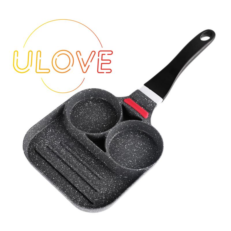 2-Hole Frying Pot Pan Non-Stick Pancake Egg Ham Pans Home Cookware