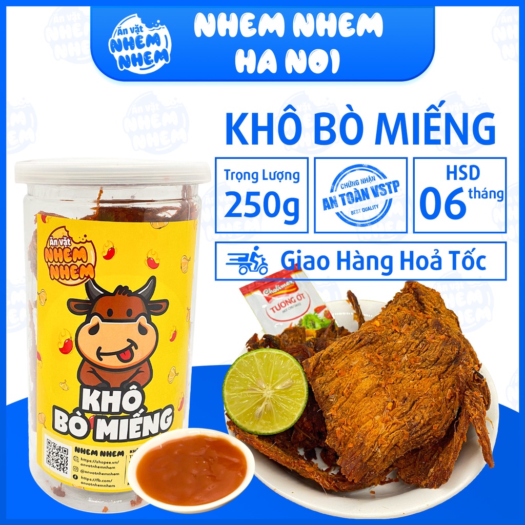 Khô bò miếng Nhem Nhem 250g Đồ ăn vặt Hà Nội vừa rẻ vừa ngon