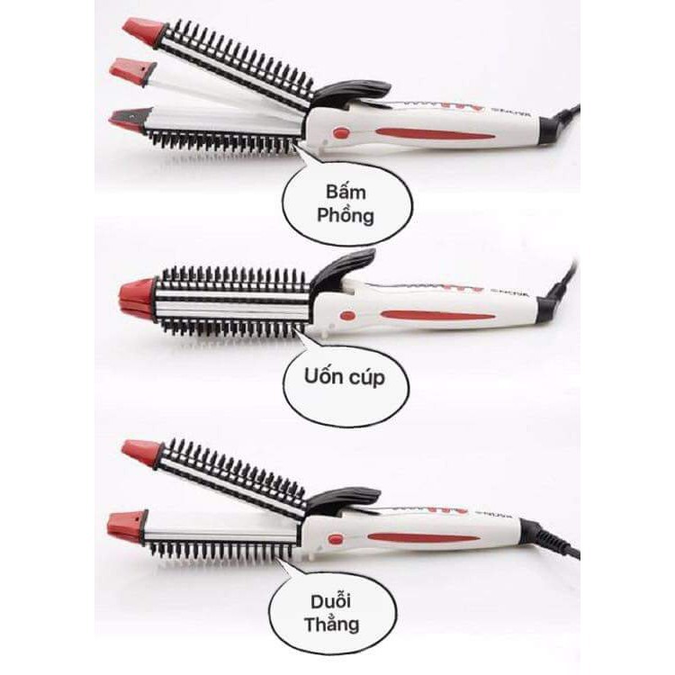Máy làm tóc 3 trong 1 ép thẳng, dập xù, làm xoăn, NOVA 2088