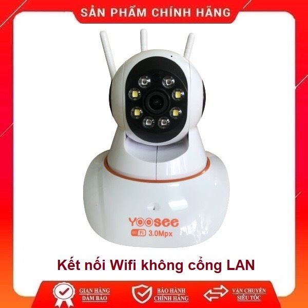 Camera Yoosee IP Wifi  3 râu trong nhà 3.0 xoay 360 độ hình ảnh sắc nét, đàm thoại 2 chiều, Không cổng Lan