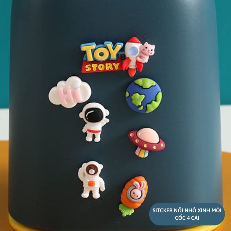 Giá đựng bàn chải đánh răng kèm 4 sticker dán kute kiểu úp ngược tích hợp để cốc súc miệng dán tường nhà tắm MIIBOOSHI