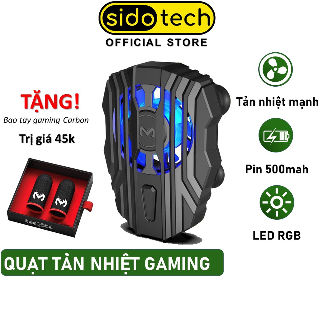 Quạt tản nhiệt điện thoại SIDOTECH Memo FL05 làm mát nhanh cho điện thoại gaming game thủ mobile pin 500mah có LED RGB