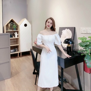 Đầm xếp li ngực form dài 4 màu (kèm hình thật)