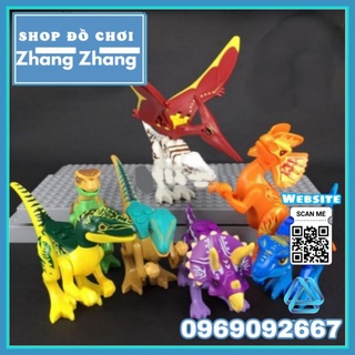Đồ chơi Xếp hình Khủng long Velociraptor Indominus T-Rex Pterosaur Tyrannosaurs Triceratops Jura Minifigures YG77021