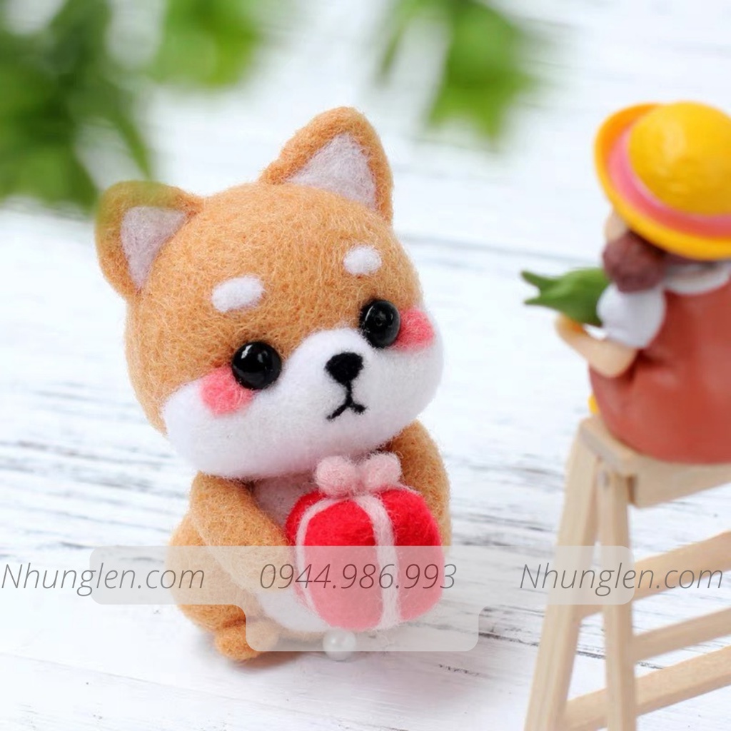 Len chọc có hướng dẫn 5 bé LỚP HỌC SHIBA NEEDLE FELTING SHIBA CLASSES, món quà handmade ý nghĩa