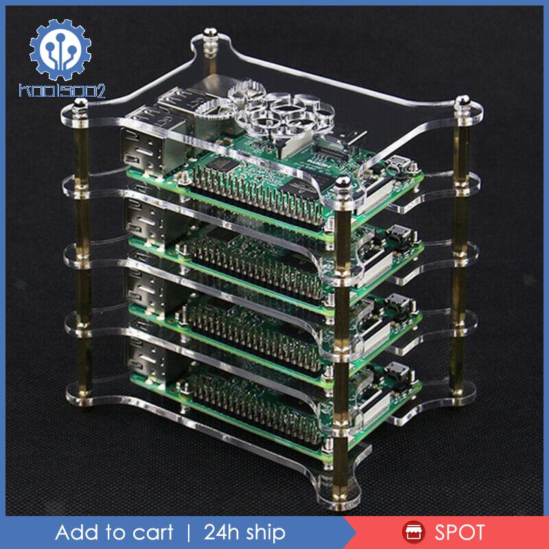 Vỏ Bảo Vệ 4 Lớp Bằng Acrylic Trong Suốt Cho Raspberry Pi 4B / 3B + / 3B / B + Koolsoo2