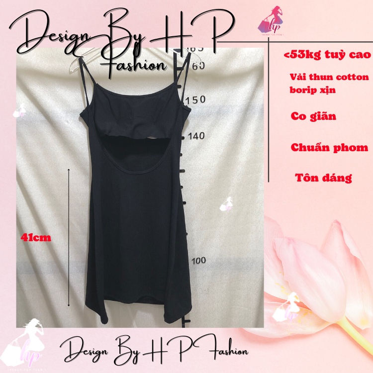 Váy 2 dây hở lưng, đầm dáng ngắn xẻ tà body dáng xoè màu đen dự tiệc sang chảnh hàn quốc có mút ngực VD109