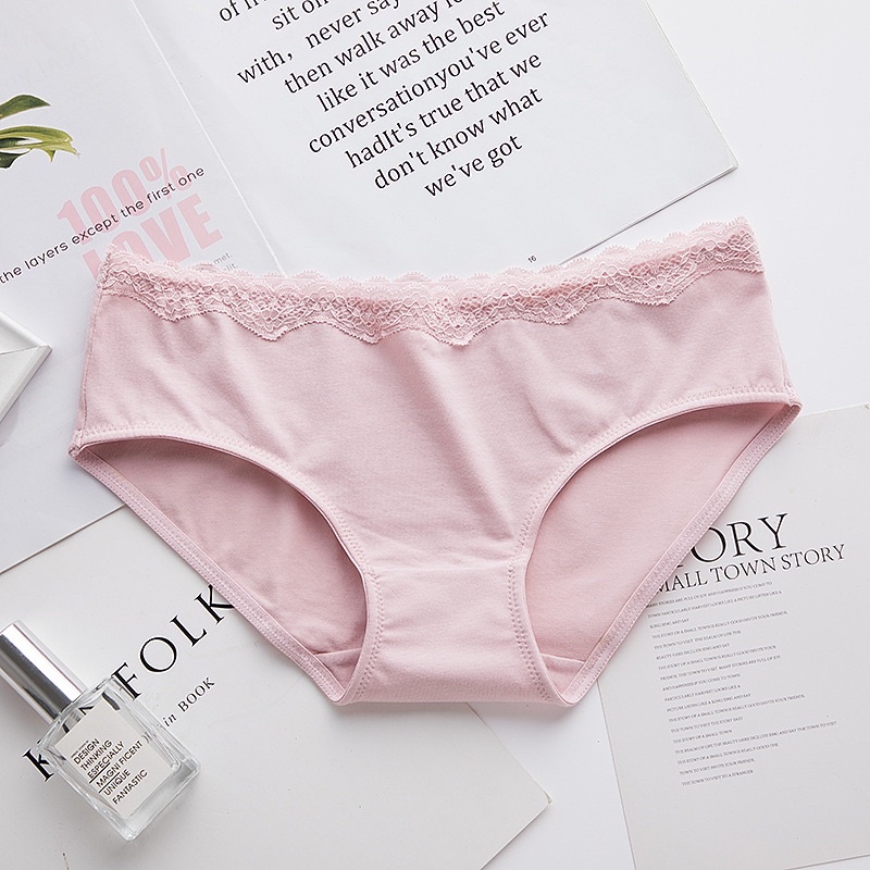 Quần Lót Nữ cotton Mềm Mịn Co Giãn Không Lằn Mông Kháng Khuẩn _ Quần chip viền ren lưng gợi cảm cho nữ