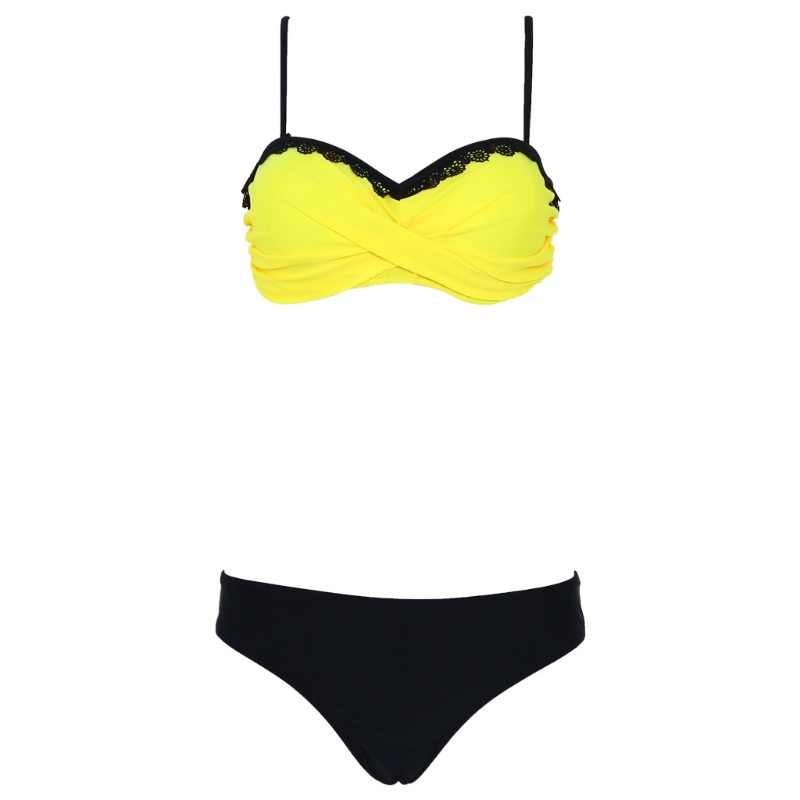Bộ Đồ Bơi Bikini Hai Mảnh Phối Ren Có Mút Nâng Ngực Quyến Rũ Cho Nữ
