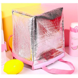 Túi đựng cơm vải Oxford có lớp lót nhôm hoạ tiết hoa quả (size 20x17x23cm)