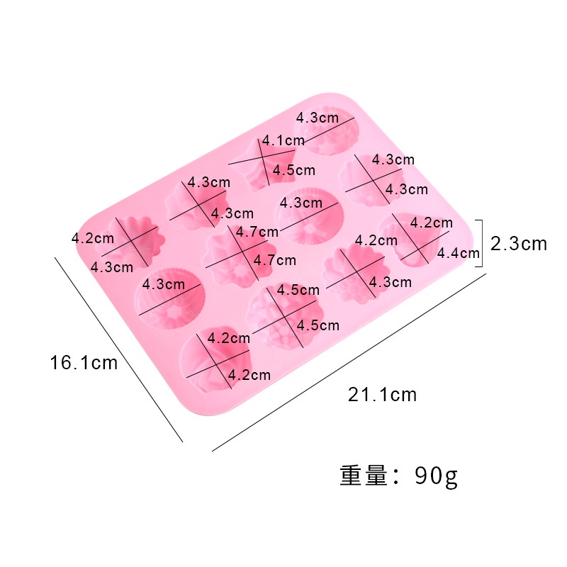 Khuôn Silicone 12 Ngăn Làm Đá Hình Hoa Hồng