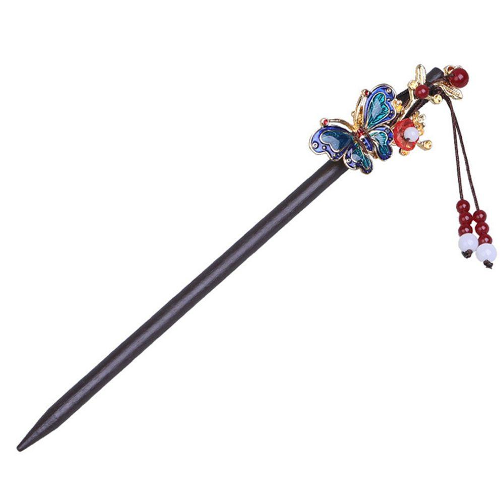 Trâm Cài Tóc Gỗ Hình Hoa Đính Ngọc Trai Phong Cách Trung Hoa Cổ Điển