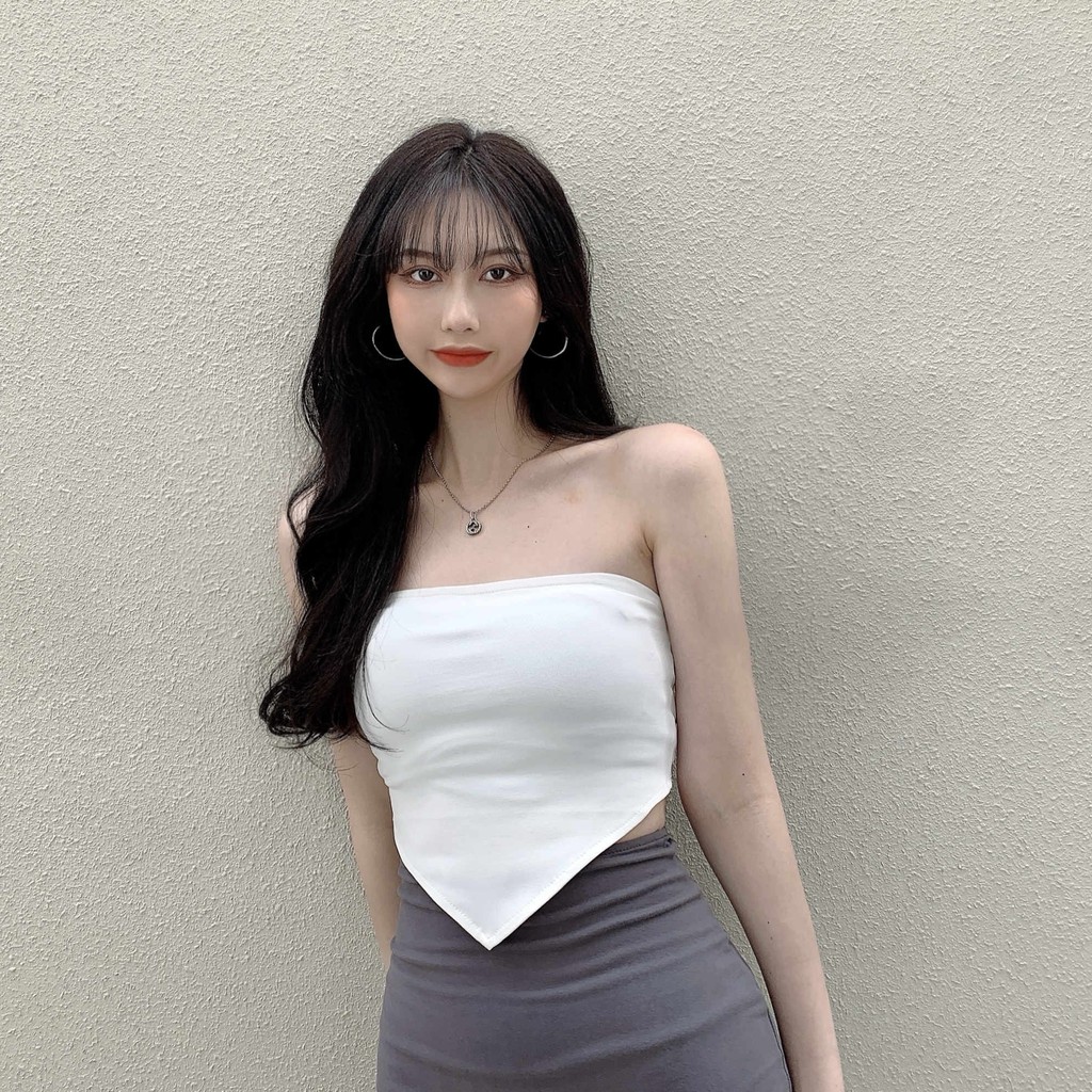 Áo Ống Mỏng Lưng Cao Thiết Kế Ngọt Ngào Cho Nữ