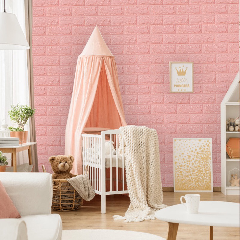 Giấy Dán Tường 3D Tự Dính Bằng Xốp Dày Dặn Chống Thấm Nước Kích Thước 5Mx50Cm Trang Trí Nhà Cửa