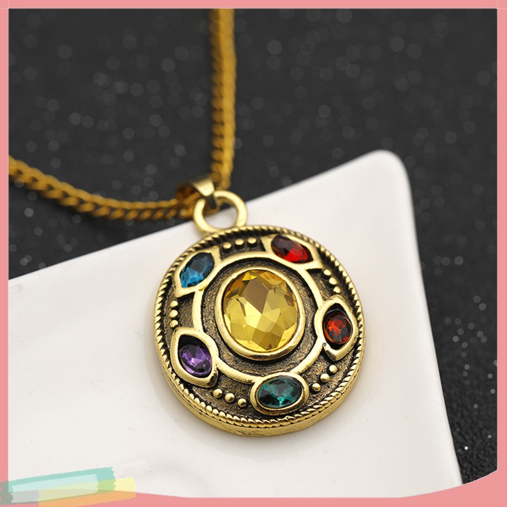 Vòng cổ Hợp Kim Trang Trí Mặt Đá Tròn In Hình Thanos Thời Trang