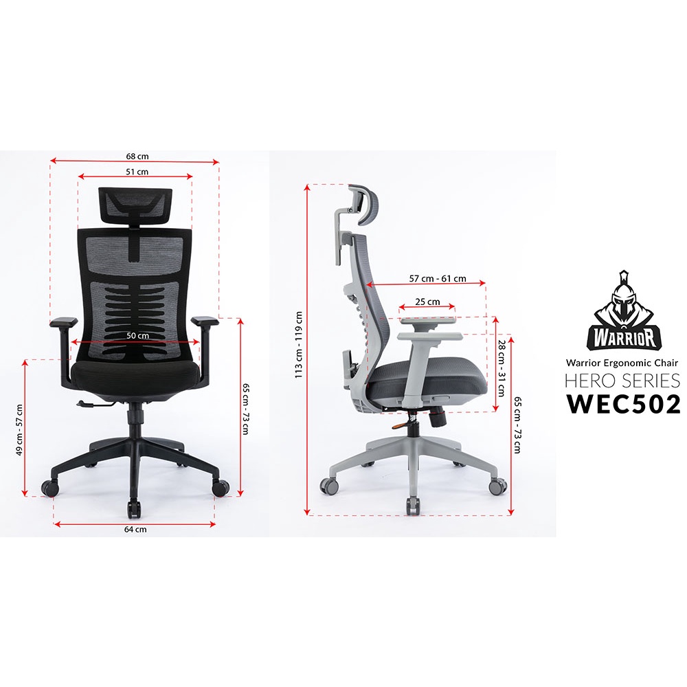 [Mới] Ghế công thái học Warrior Hero series – WEC502 (Hàng chính hãng) - Thiết kế Ergonomic bảo vệ cột sống