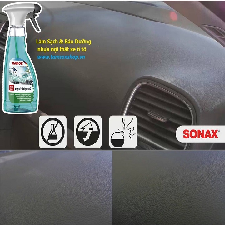 Chai xịt bảo dưỡng nhựa trong xe ô tô Sonax 364241 Làm sạch và bảo vệ nhựa.– Dung tích 500ml