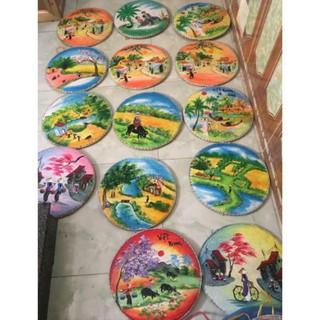Xưởng sx- Bộ 10 tranh mẹt tre, mẹt tre vẽ tranh phong cảnh - Tre VN