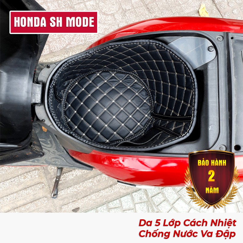 Lót cốp da 5 lớp xe HONDA SH MODE (Đen Chỉ Vàng Đồng) - cách nhiệt bảo hành 2 năm