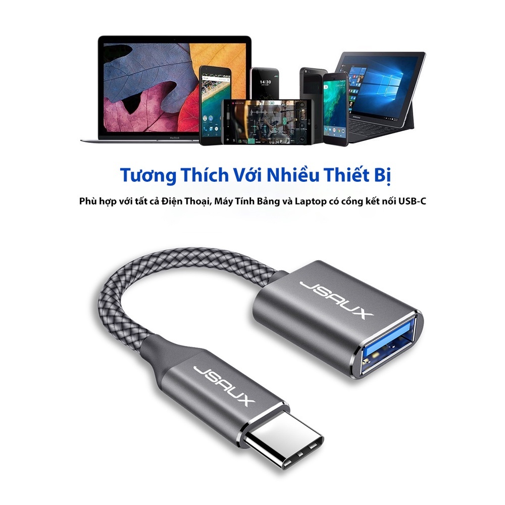 [Combo]Cáp Chuyển Đổi Type C sang HDMI CV0030 JSAUX 4K 60Hz 3M Và Cáp Chuyển Đổi Type C Sang Usb OTG 3.0 Cao Cấp CD0019