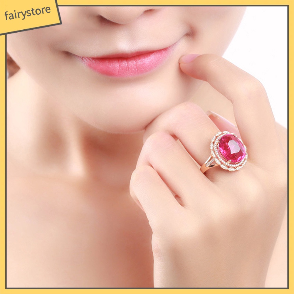 Nhẫn đính đá ruby giả thời trang sang trọng cho nữ