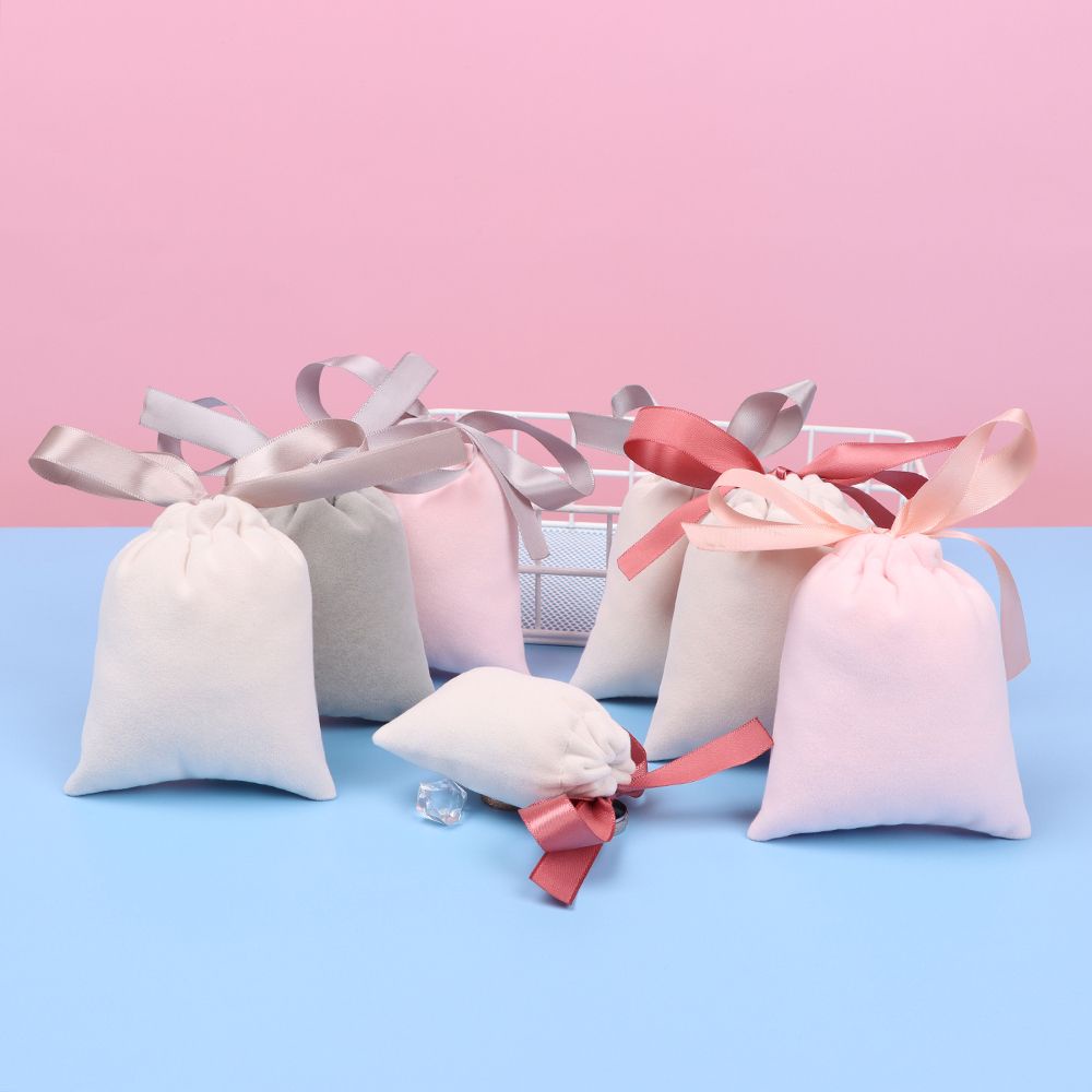 Túi Dây Rút Đựng Trang Sức/Vòng cổ Bằng Vải Nhung Nỉ Thời Trang