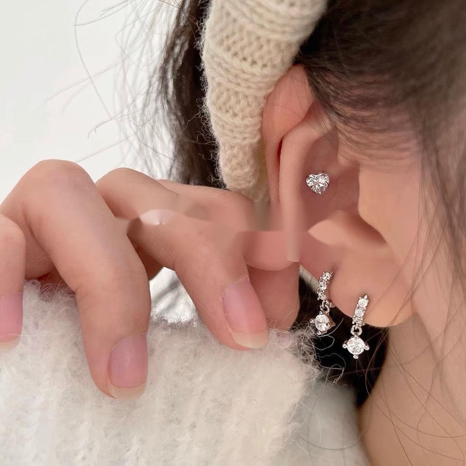Bông Tai Đính Đá zircon Phong Cách Harajuku Đường Phố Cá Tính Cho Nam Nữ