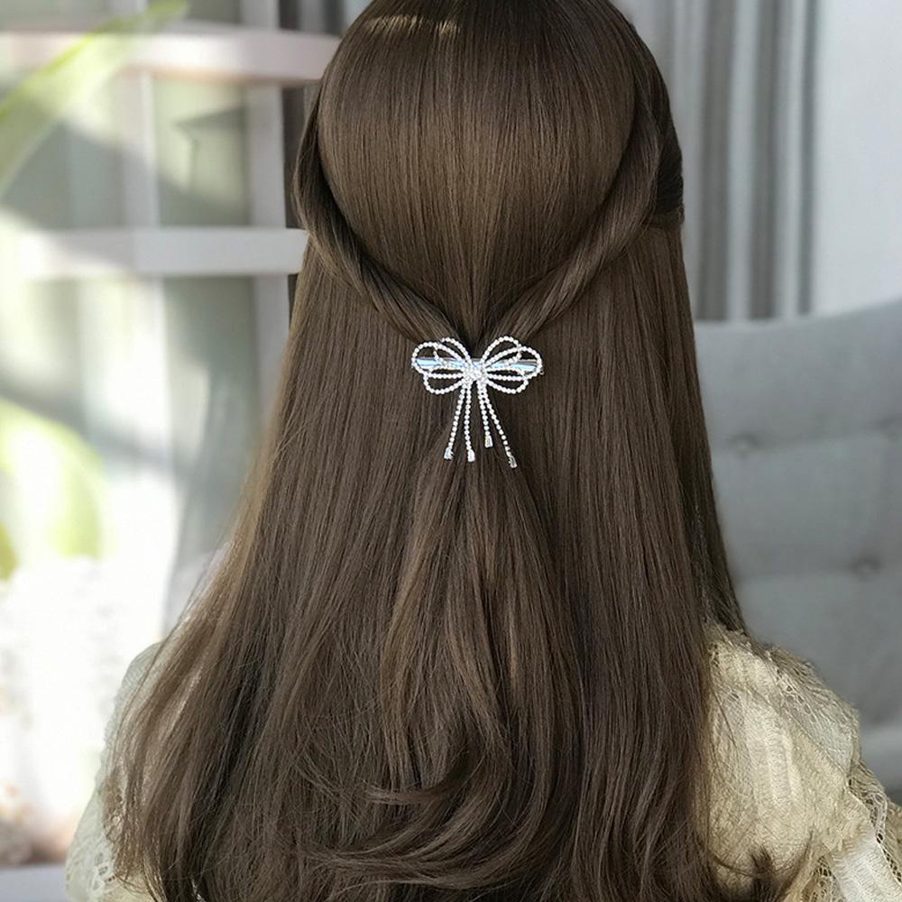 Kẹp Tóc Hình Nơ Xinh Xắn Dành Cho Nữ|Dây Cột Tóc Thiết Kế Xinh Xắn Thời Trang Cho Nữ|Kẹp Tóc Đính Hạt Lấp Lánh