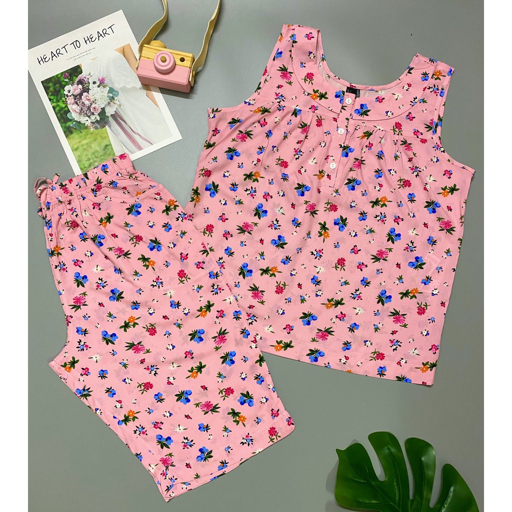 Bộ Lững sát nách cổ tim chất Tole lanh