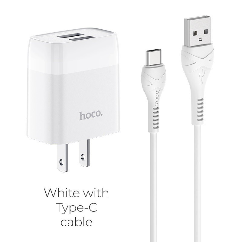 Củ sạc 2 cổng kèm dây sạc nhanh 2.4a iphone type c micro usb hoco c73 - vienthonghn