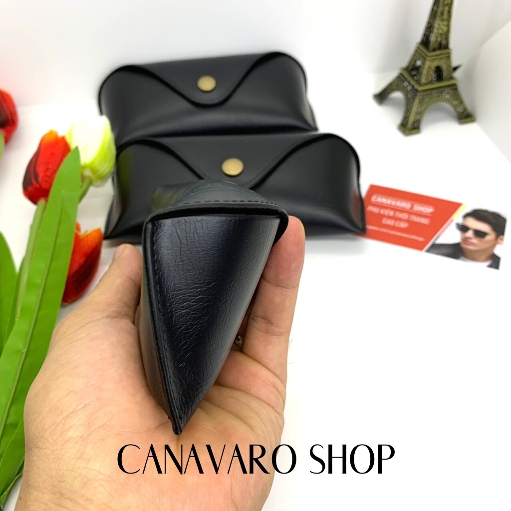 Hộp đựng kính râm kính mát cao cấp da thật size 17x6.5x5 cm tặng kèm khăn lau và túi đựng CANAVARO SHOP CN5T