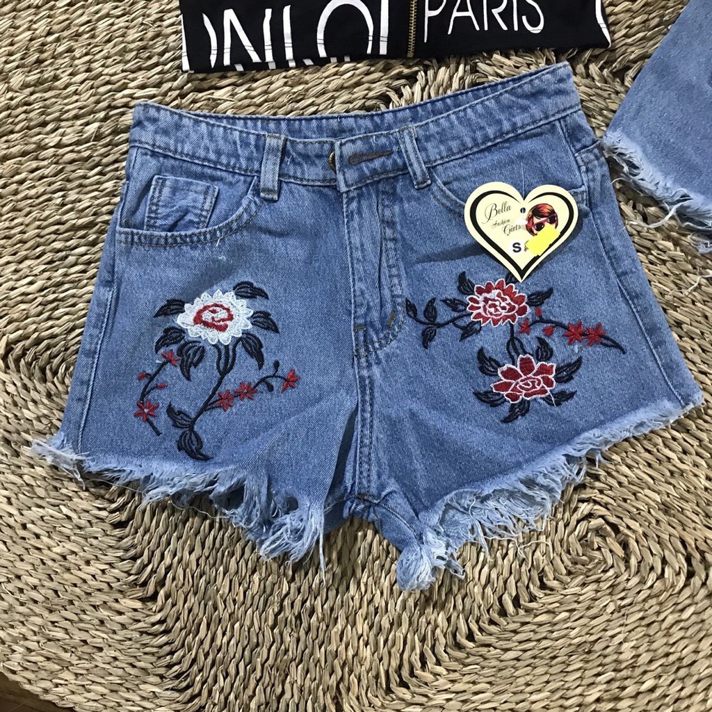 QUẦN SHORT JEAN NỮ THÊU HOA