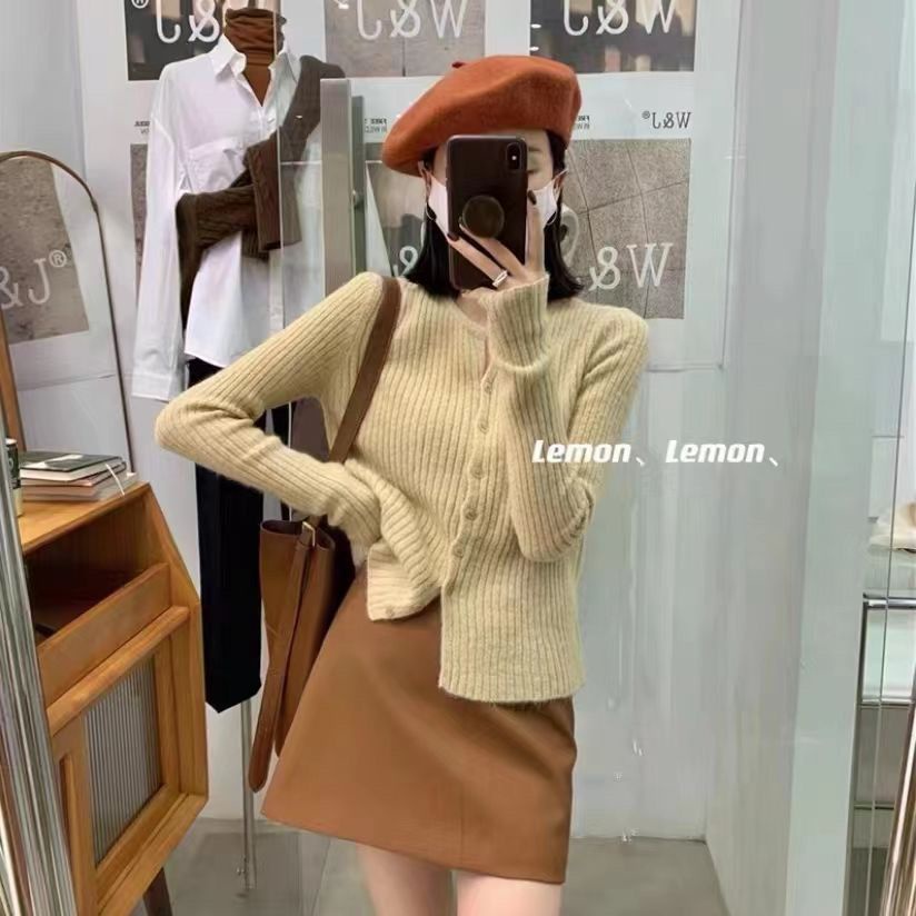 Áo Khoác cardigan Dệt Kim Cổ Chữ V Thời Trang Hàn Quốc