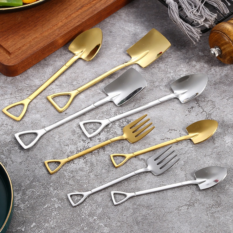 Muỗng uống cafe ăn kem dưa hấu hình xẻng bằng thép không gỉ sáng tạo thông dụng