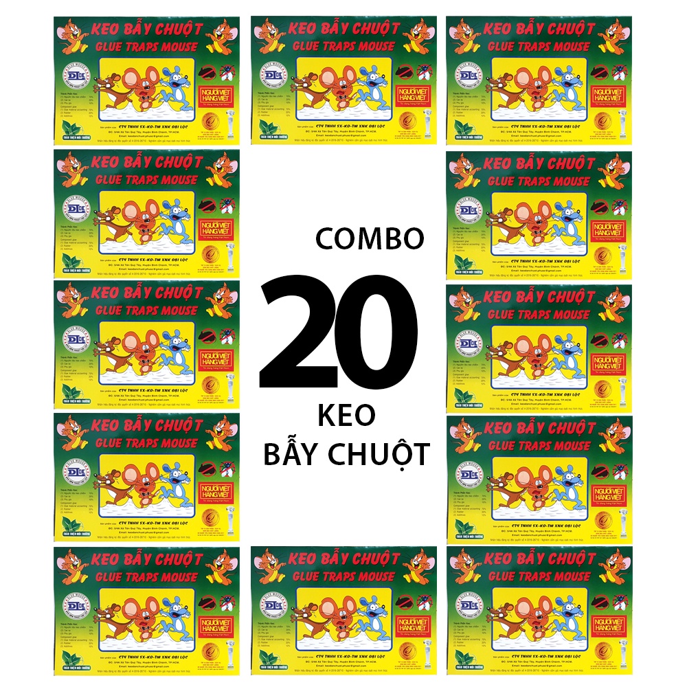 Combo 20 tấm keo dính chuột siêu dính có mồi nhử, không độc hại, bẫy được 3-4 lần, keo không bị khô, không mùi hóa chất